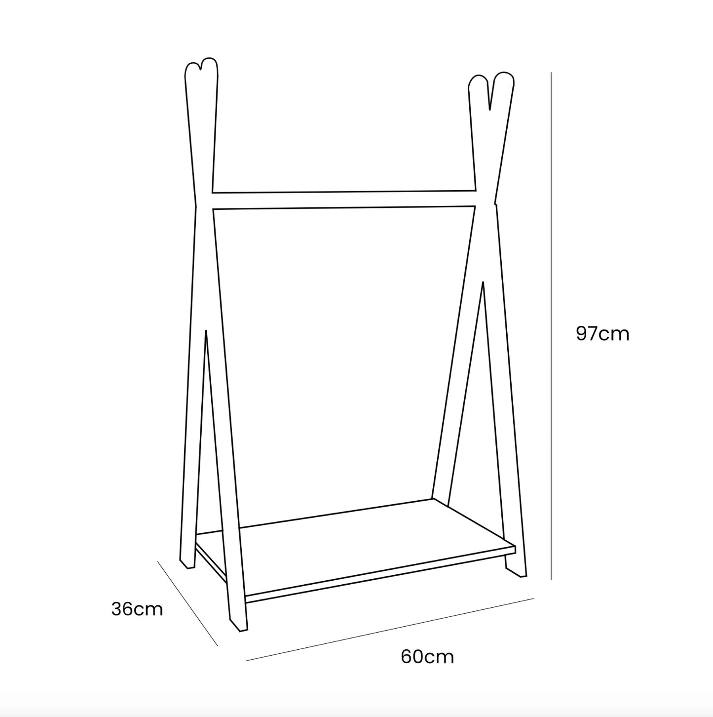 Tipi Clothing Rack For Children - Small Natural Wood